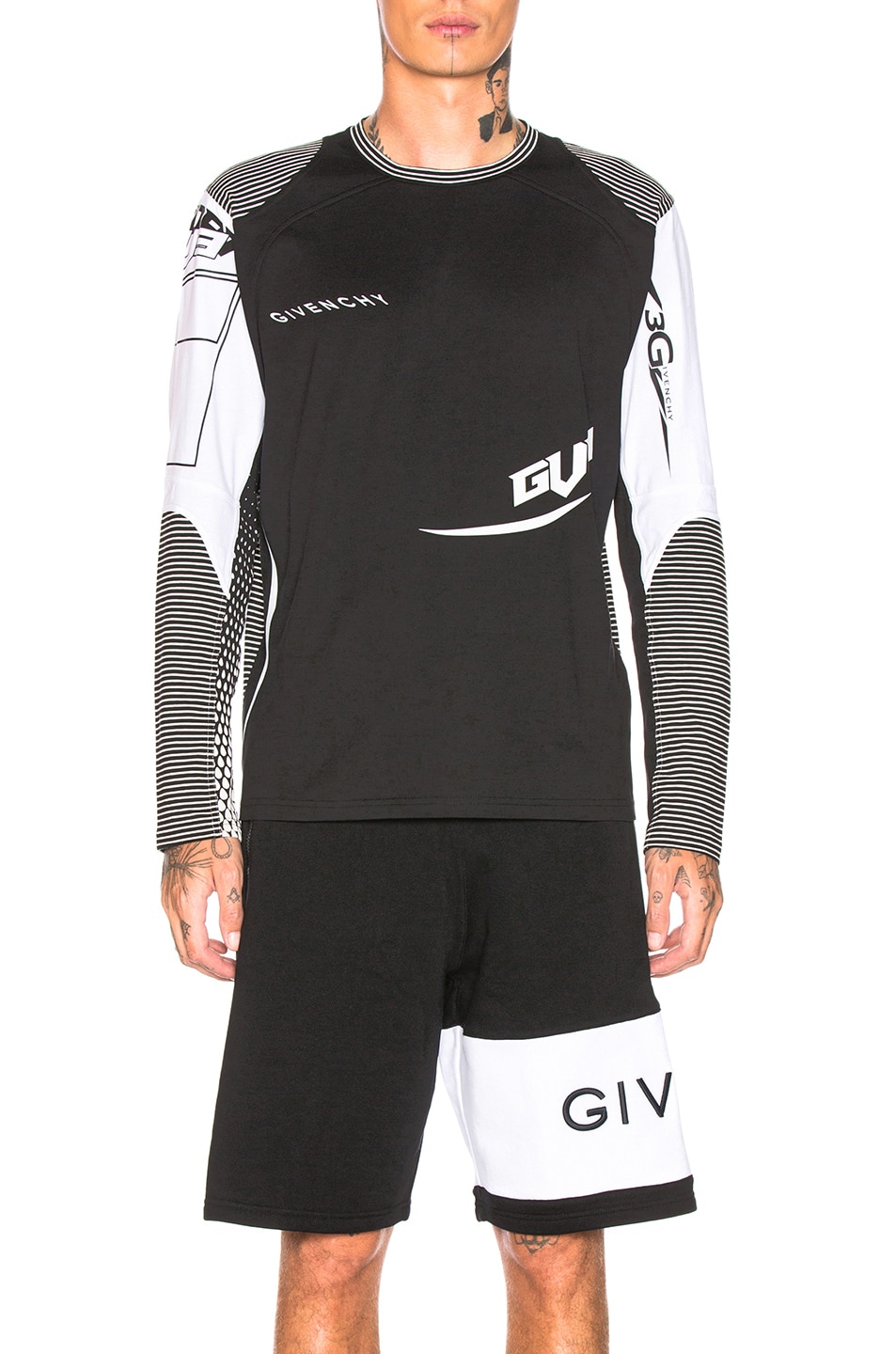 Image 1 of Givenchy Sport Long Sleeve Tee in Black & White