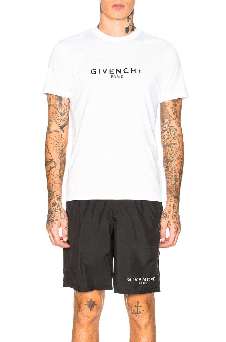 Image 1 of Givenchy Distressed Logo Tee in White