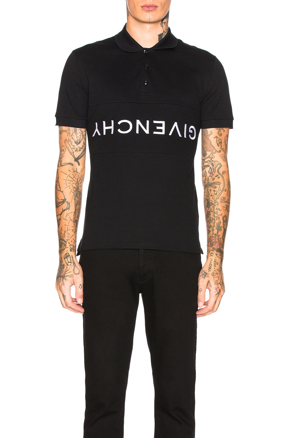 Image 1 of Givenchy Upside Down Logo Polo in Black