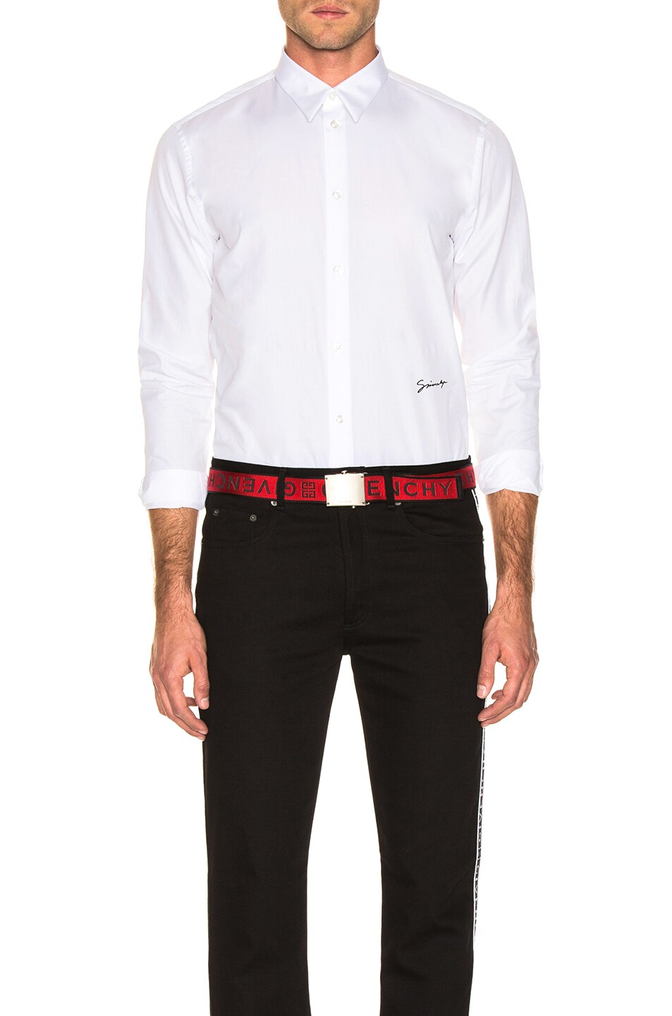 Image 1 of Givenchy Embroidered Shirt in White & Black