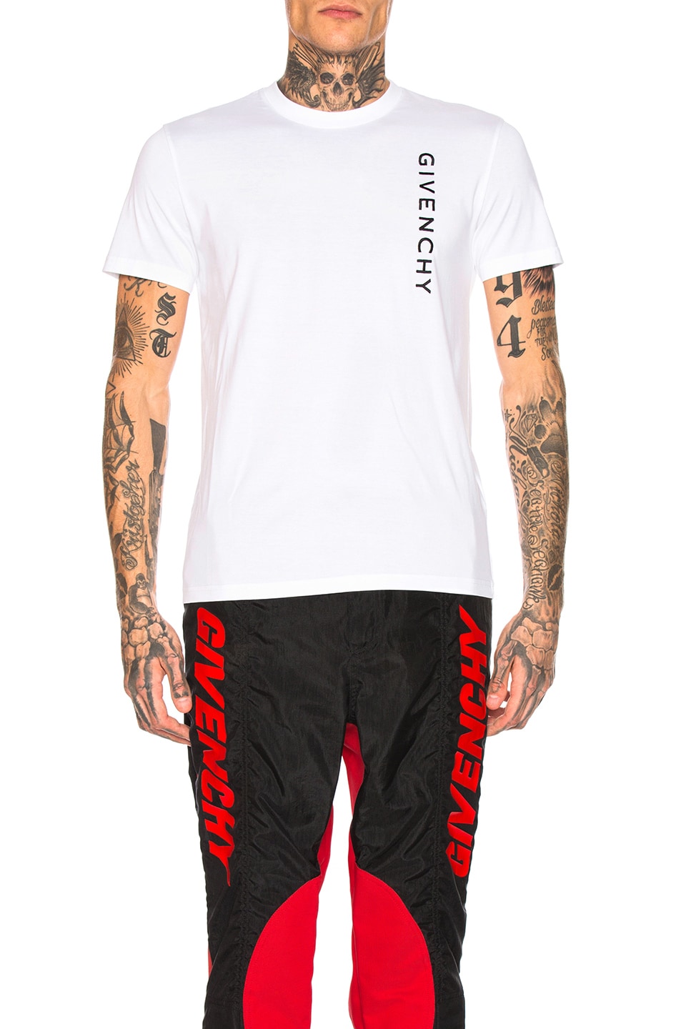 Image 1 of Givenchy Contrast Vertical Logo Tee in White