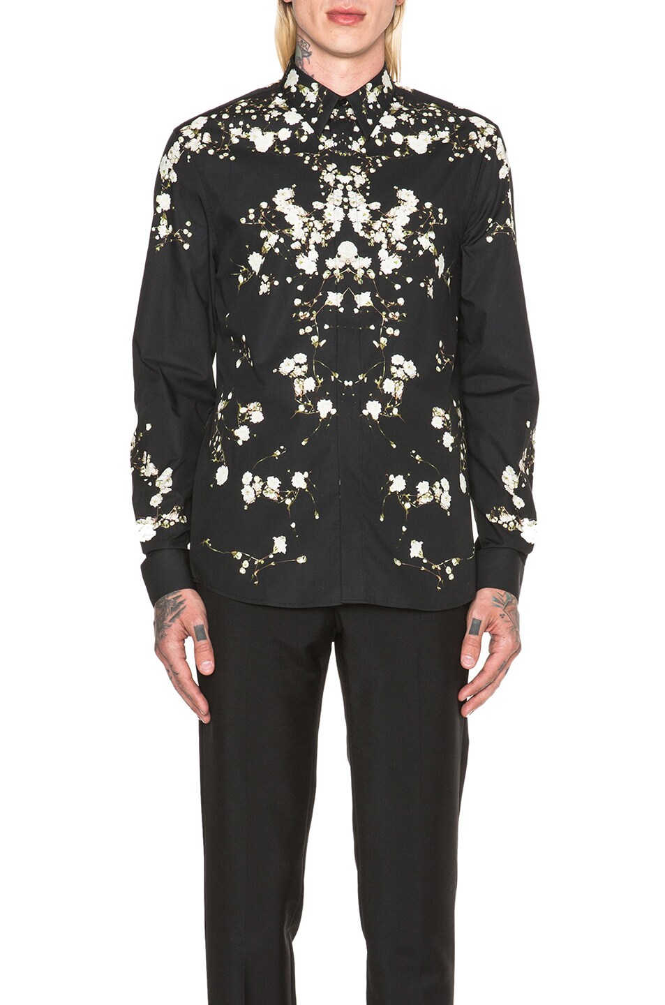 Image 1 of Givenchy Baby's Breath Floral Print Shirt in Black