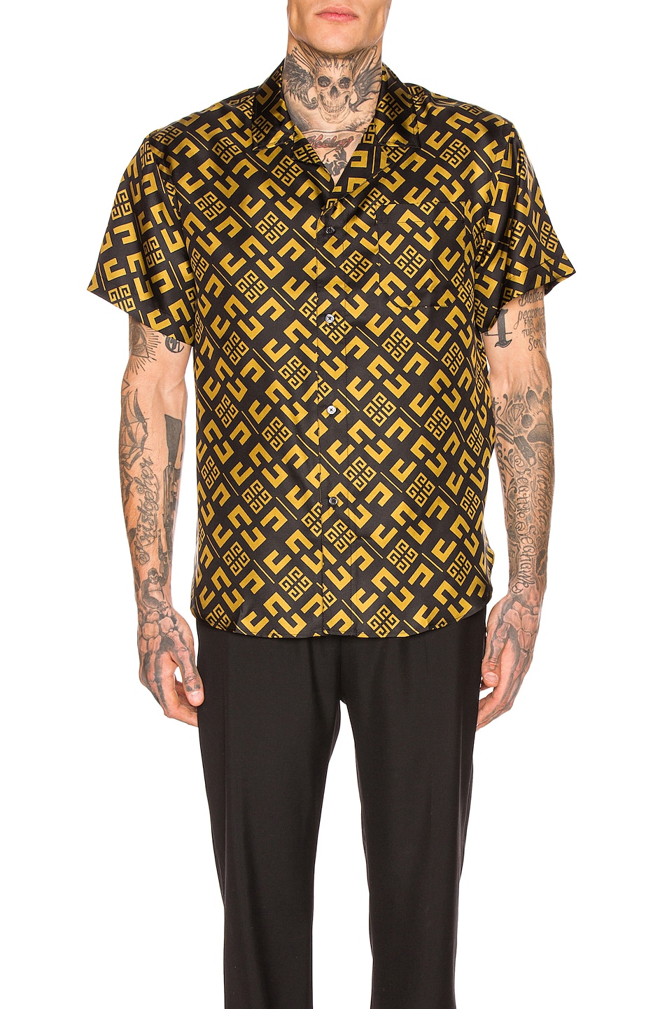 Image 1 of Givenchy 4G Cubism Print Shirt in Black & Gold