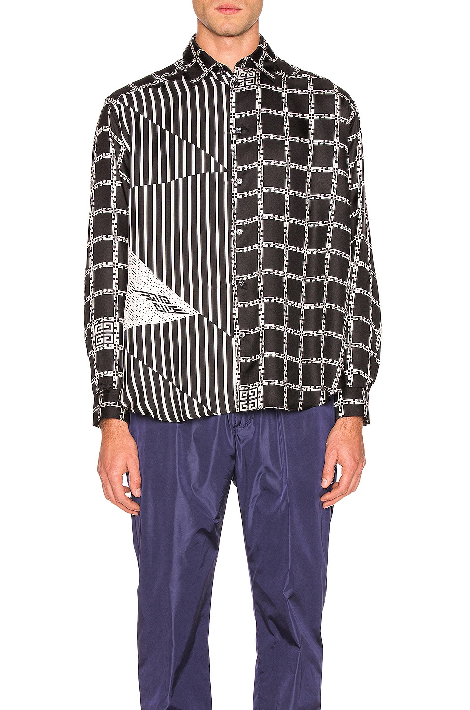 Image 1 of Givenchy Chains & 4G Stripe Print Shirt in Black & White