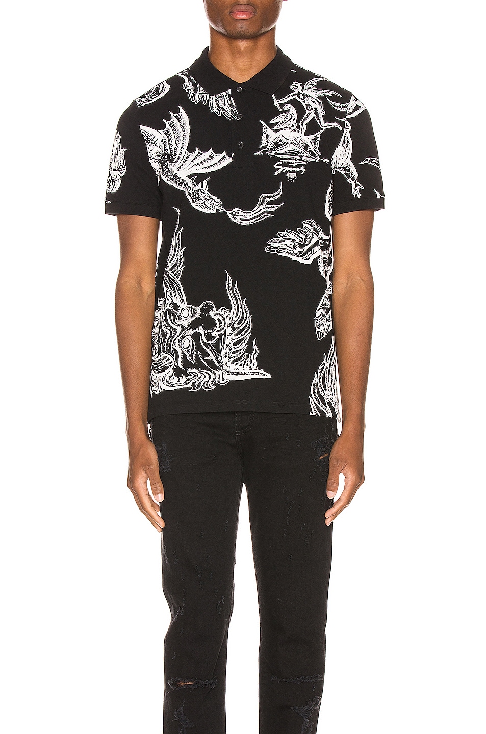 Image 1 of Givenchy Icarus Print Polo in Black