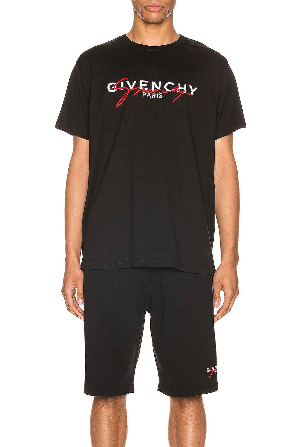 Image 1 of Givenchy Print & Signature Tee in Black & Red
