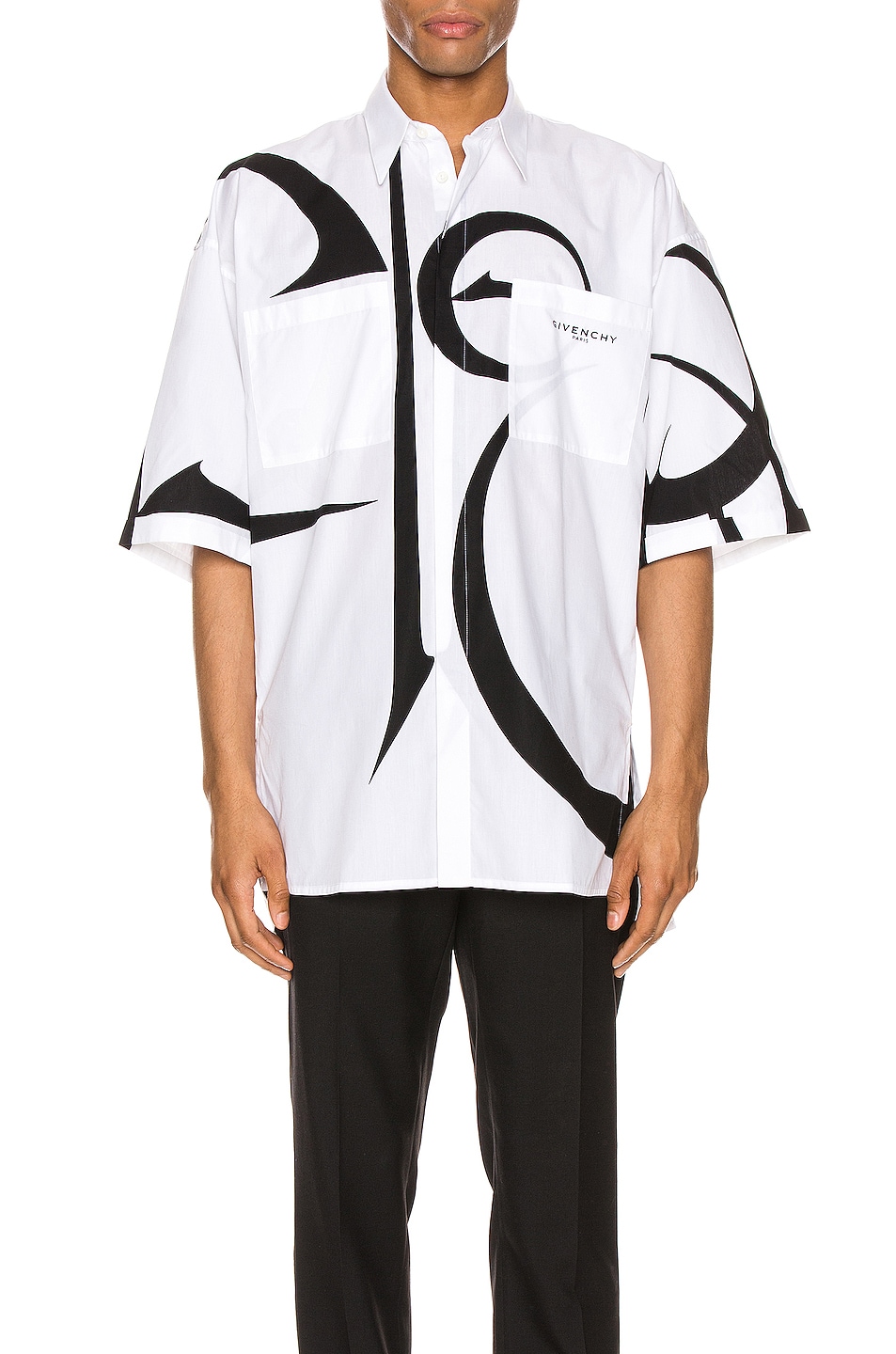 Image 1 of Givenchy Short Sleeve Shirt in White & Black