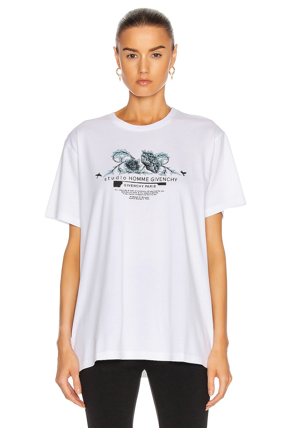 Image 1 of Givenchy Back Blue Floral Studio Tee in White