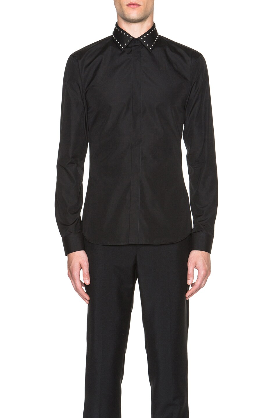 Image 1 of Givenchy Slim Fit Shirt with Studded Collar in Black