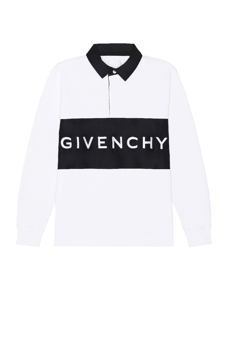 Image 1 of Givenchy Classic Fit Embroidery Rugby Polo in White & Black
