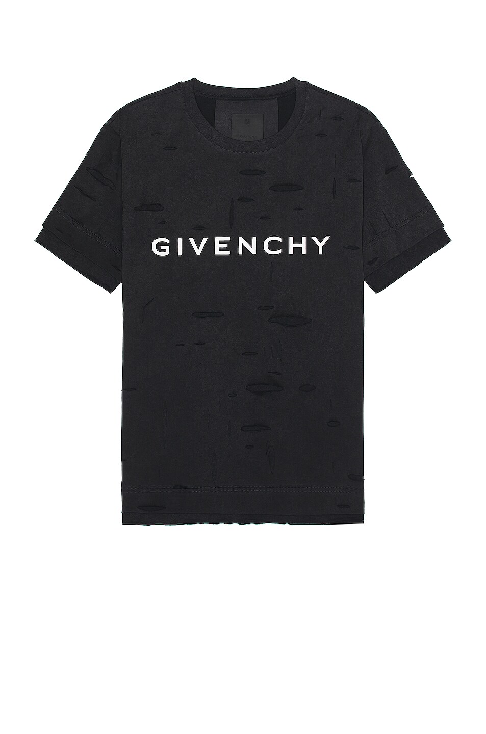 Image 1 of Givenchy 2 Layers Classic Fit Hole T Shirt in Faded Black