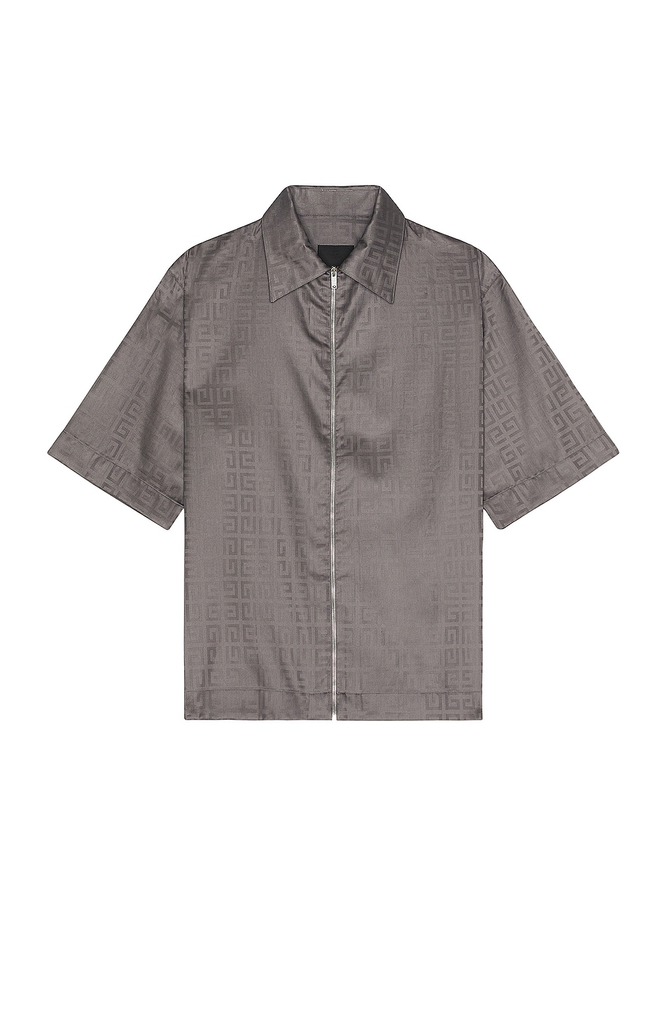Image 1 of Givenchy Boxy Fit Short Sleeve Zipper Shirt in Titanium