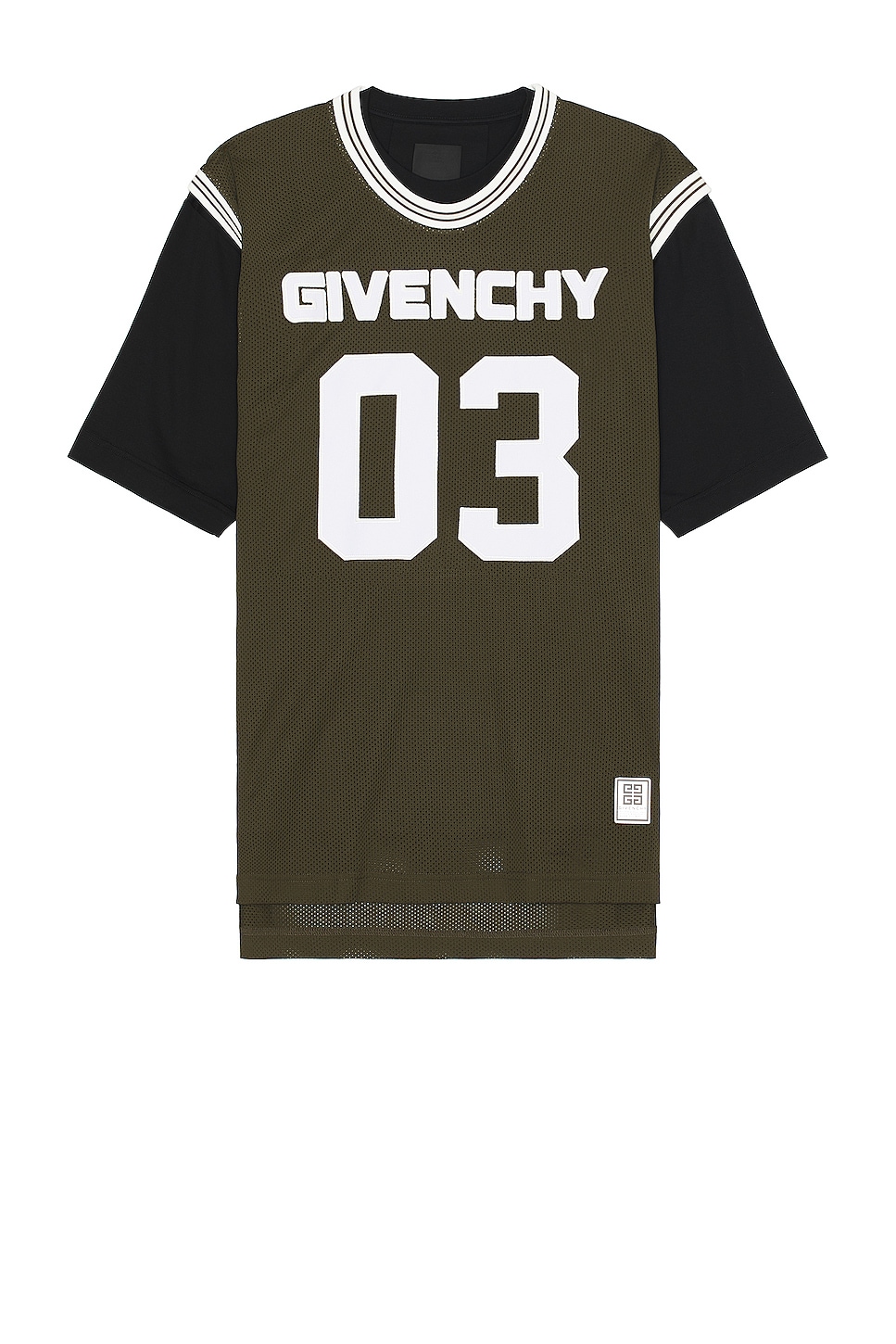 Image 1 of Givenchy Double Layer Tee in Black & Khaki
