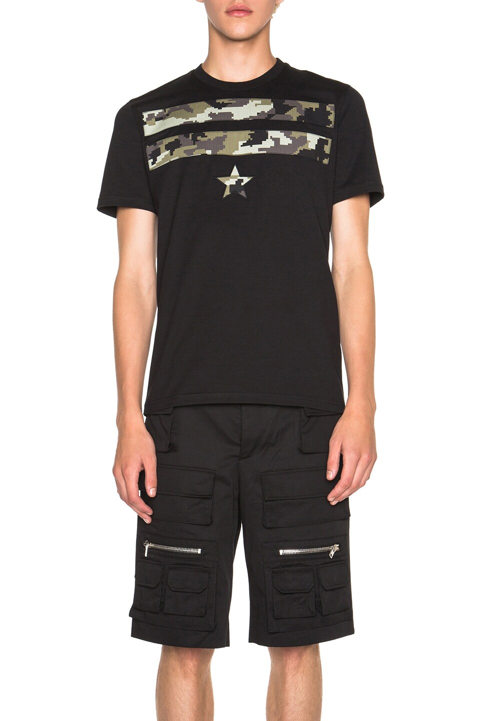 Image 1 of Givenchy Camo and Star Cuban Tee in Black