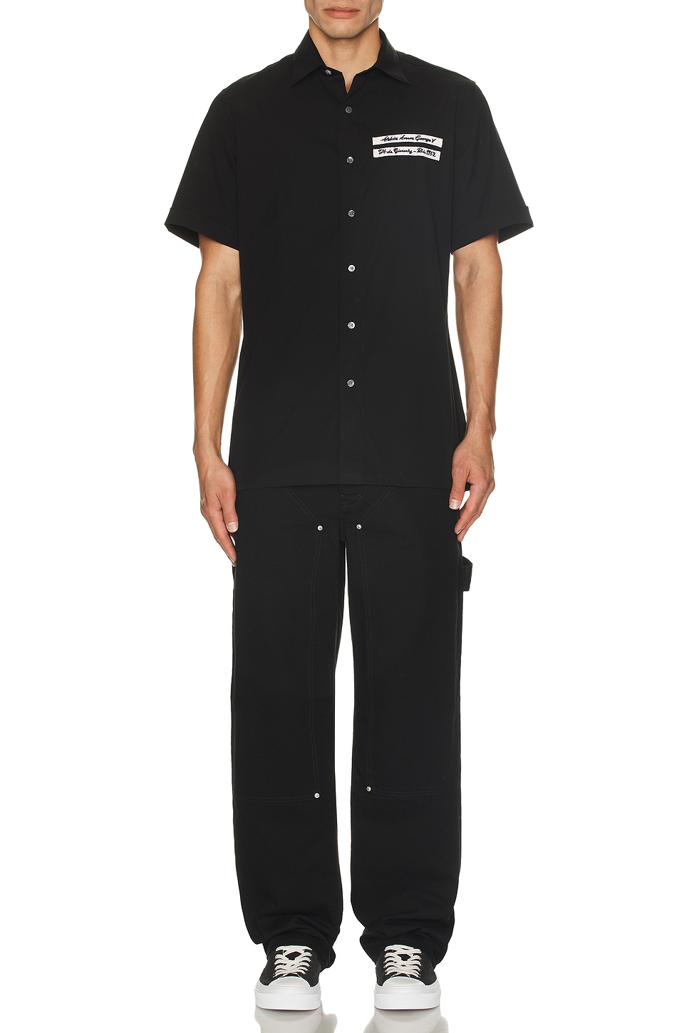 Image 1 of Givenchy Military Hubert Short Sleeve Shirt in Black