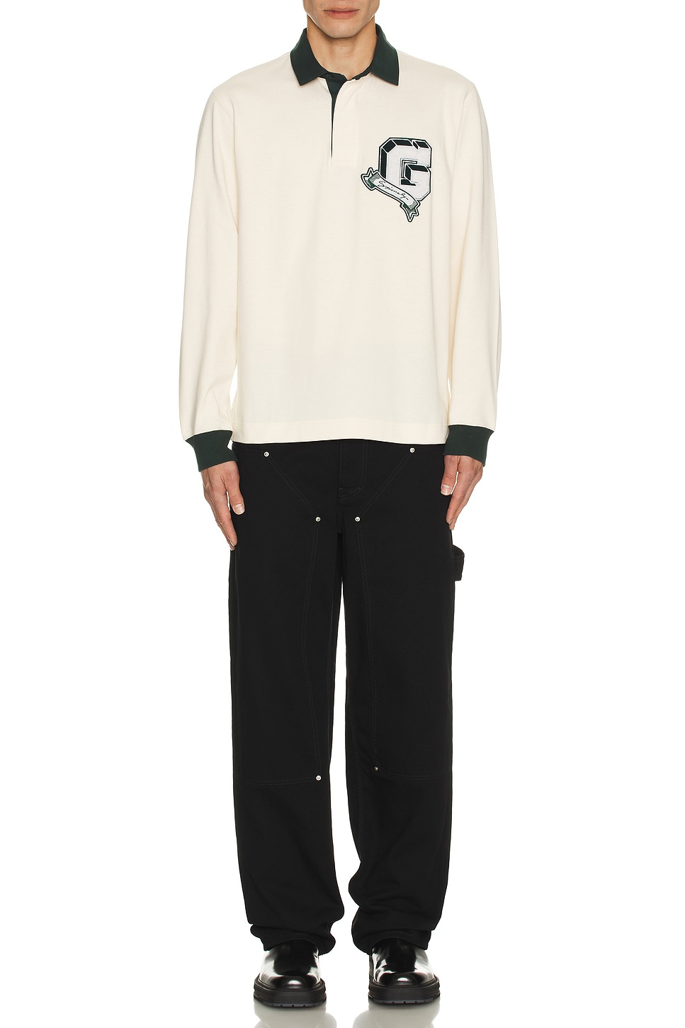 Image 1 of Givenchy Rugby Long Sleeve Polo in White & Green