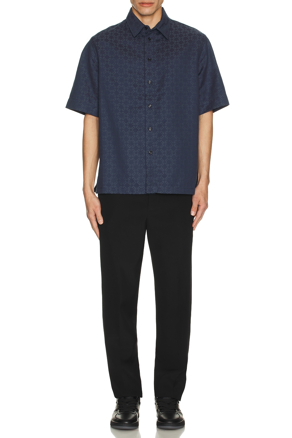 Image 1 of Givenchy Monogram Jacquard Shirt in Grey & Blue