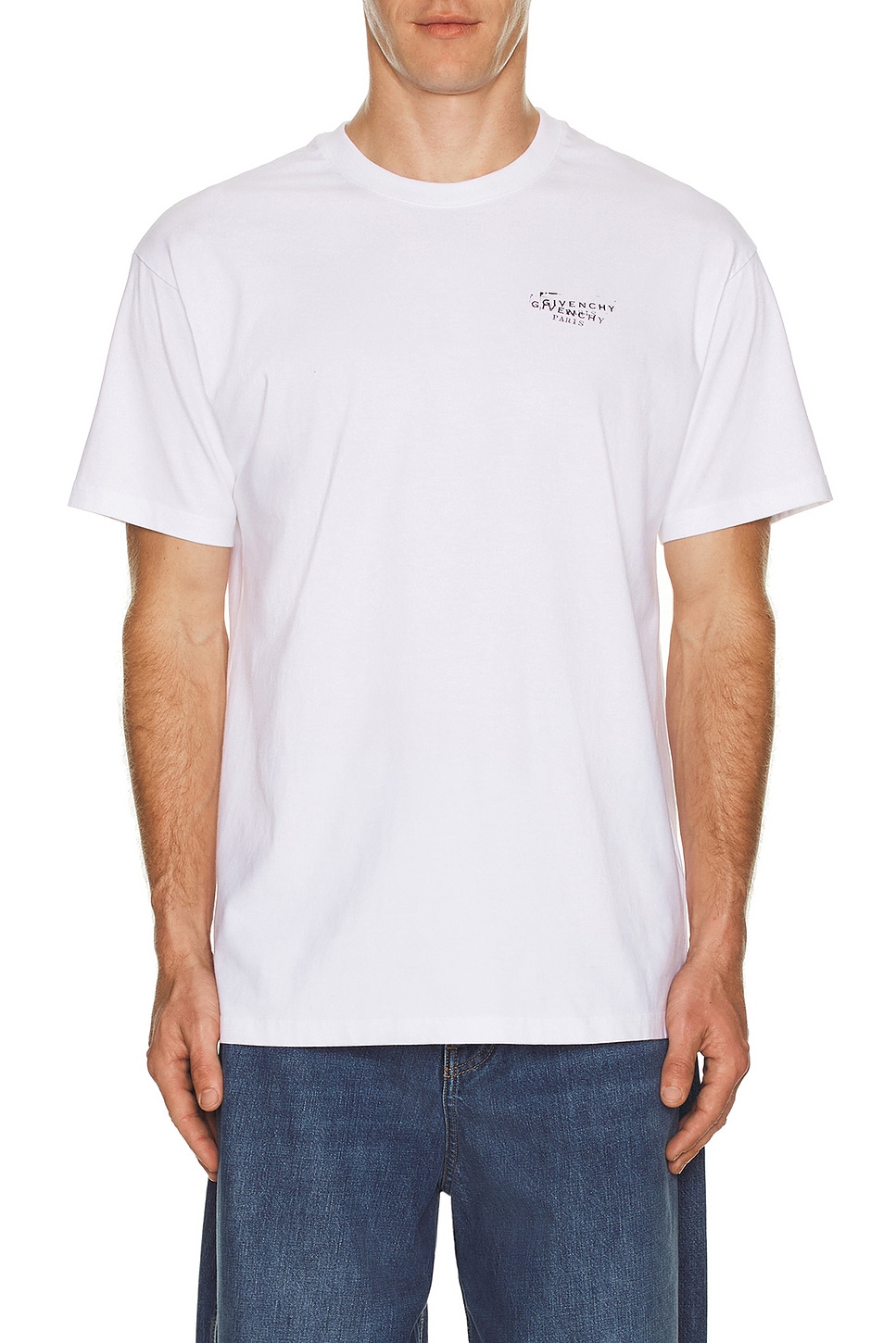 Givenchy Men White Crew Neck T-shirt With Logo On Front And Back In Cotton Man In White
