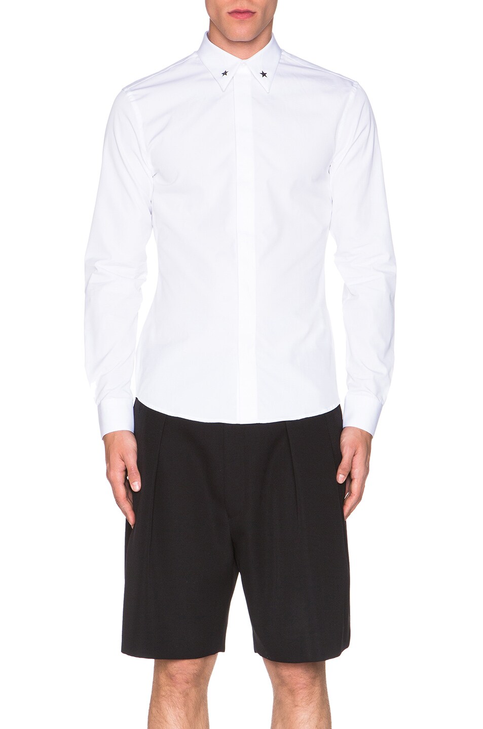 Image 1 of Givenchy Silver Star Contrast Collar Shirt in White