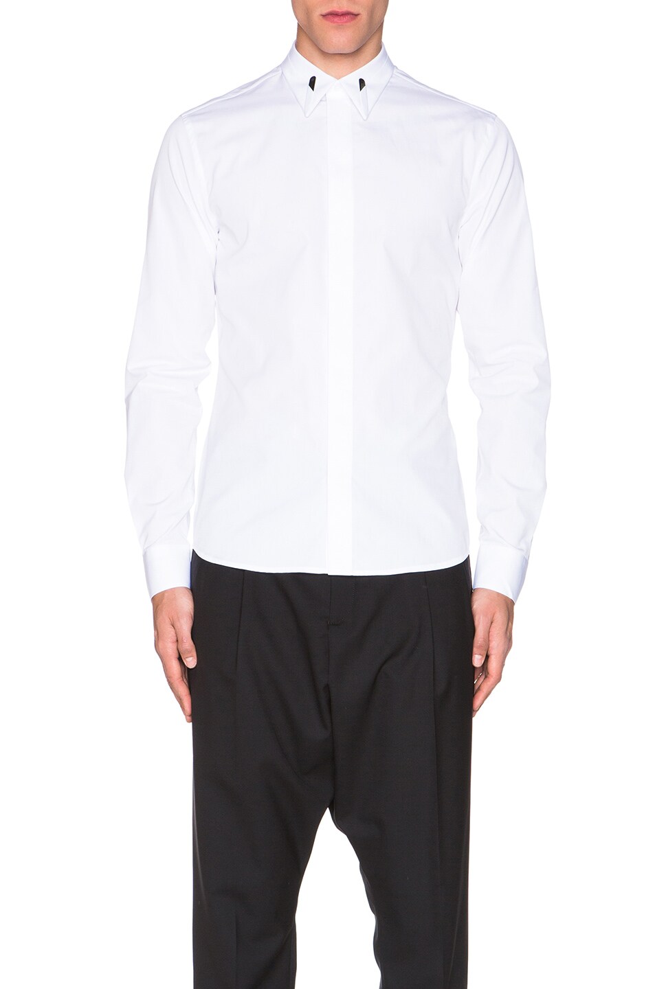 Image 1 of Givenchy Button Down Shirt with Silver Collar Stands in White