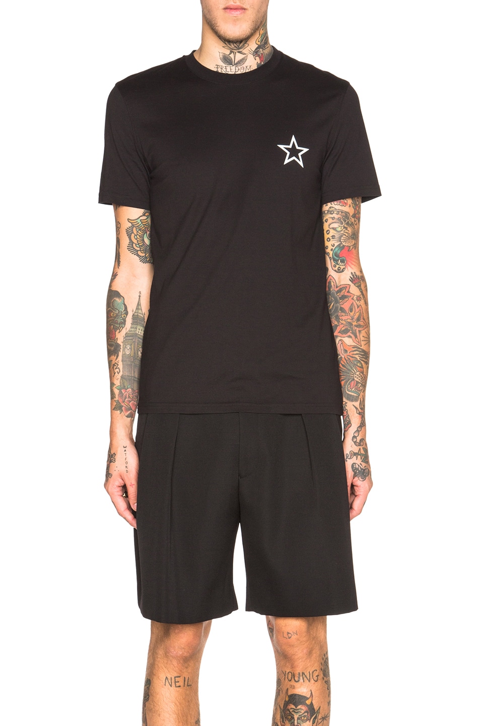 Image 1 of Givenchy Star Embroidery Pocket Tee in Black
