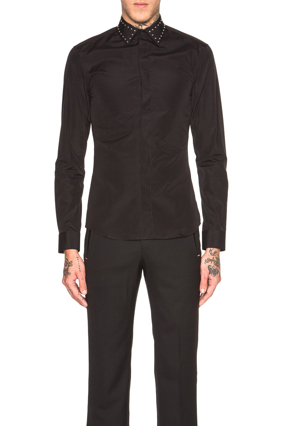 Image 1 of Givenchy Studded Collar Shirt in Black