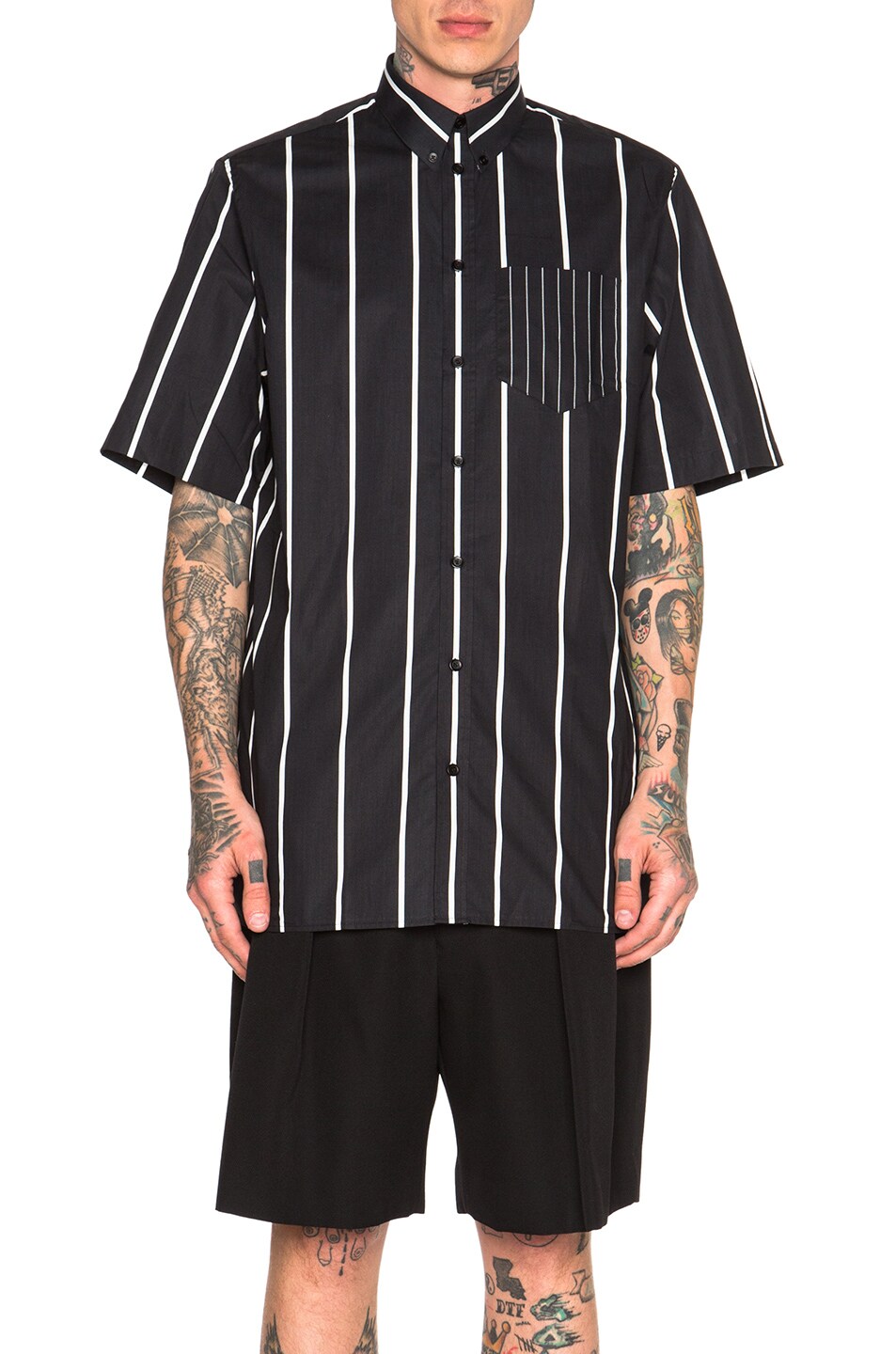 Image 1 of Givenchy Short Sleeve Button Down Shirt in Black