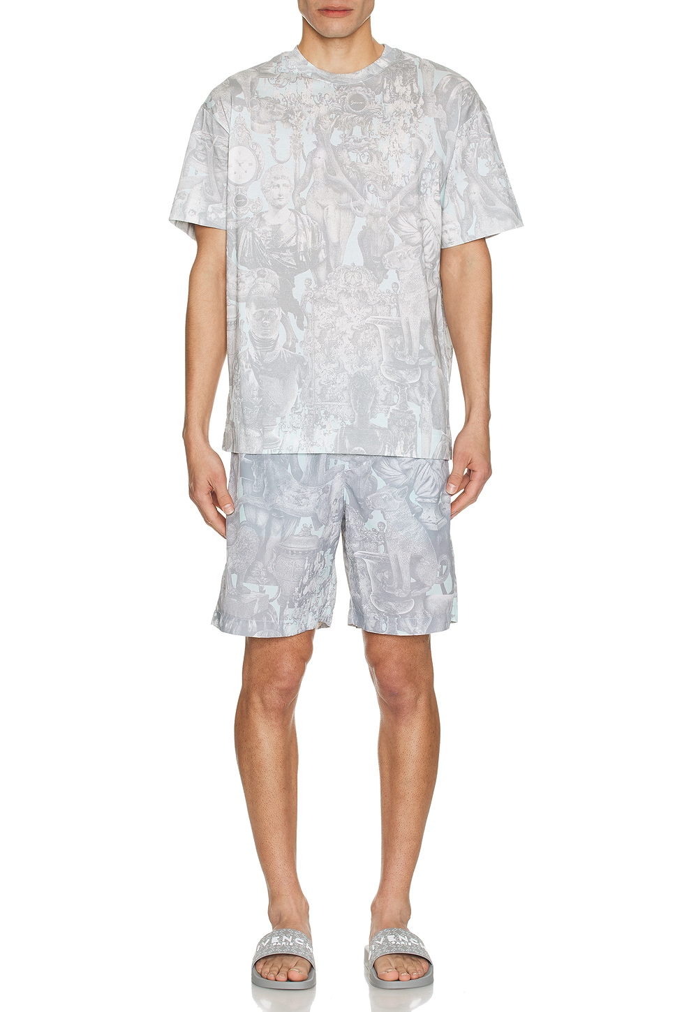 Image 1 of Givenchy Logo Embroidery Swim Shorts in Prussian Blue & Grey