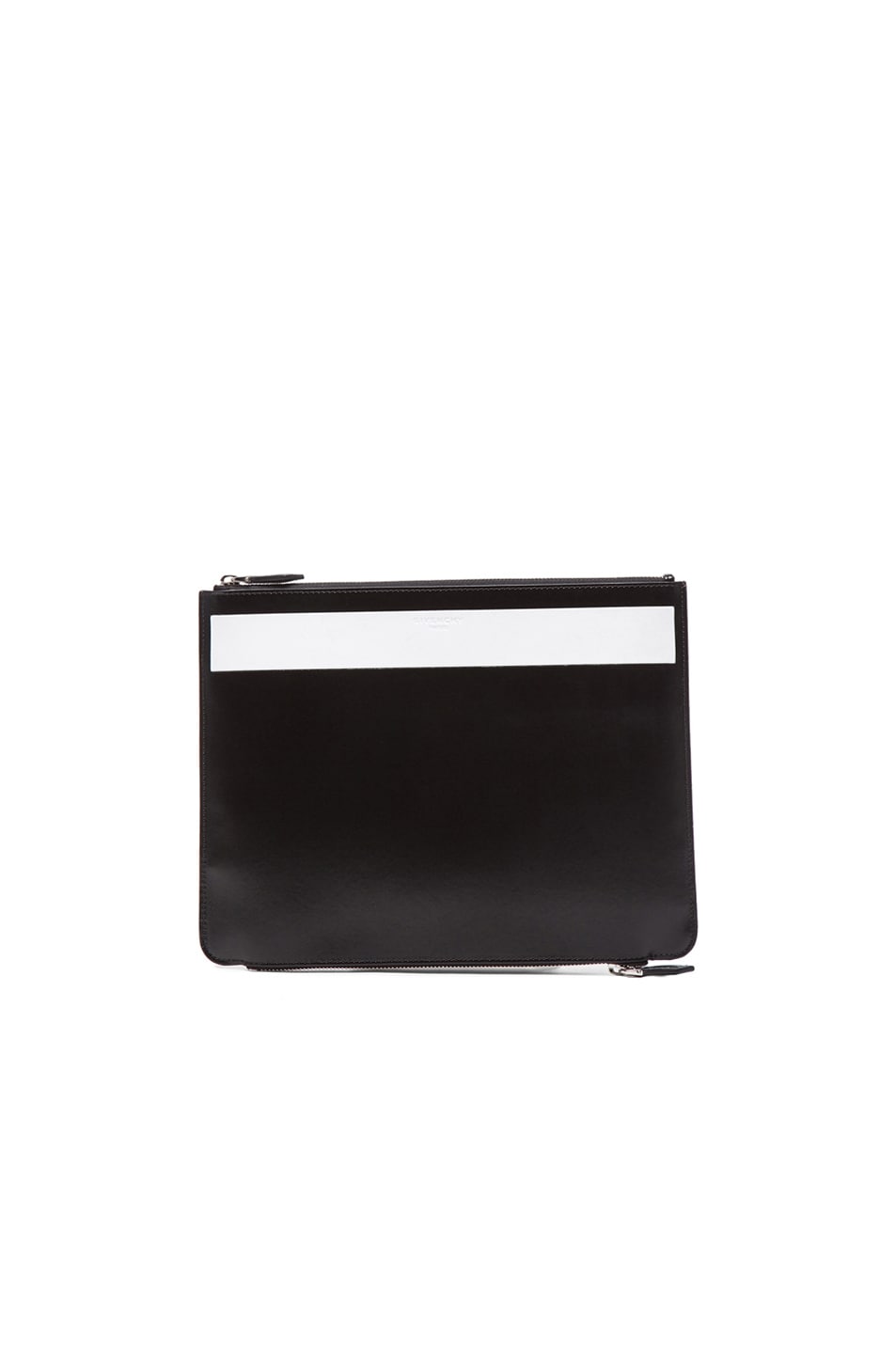 Image 1 of Givenchy Double Zip Pouch with White Stripe in Black