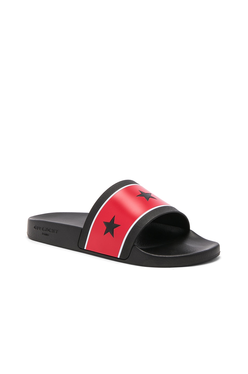 Image 1 of Givenchy Star Slide Sandals in Black & Red
