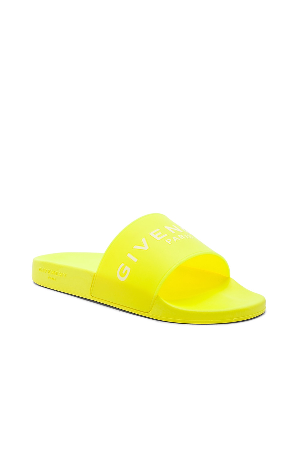 Image 1 of Givenchy Polyurethane Slides in Neon Yellow