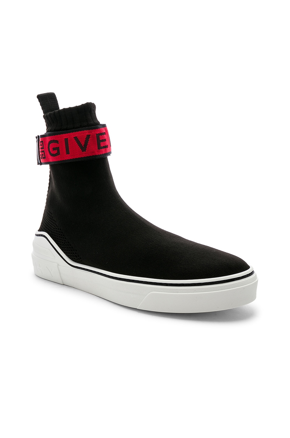 Image 1 of Givenchy George V Sock Sneakers in Black & Red