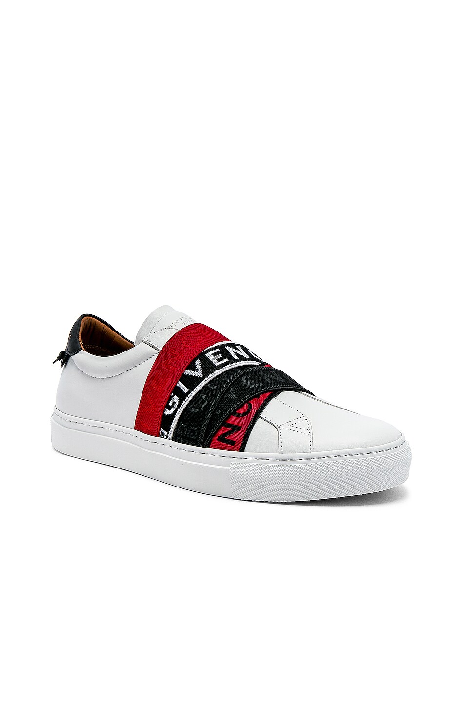 Image 1 of Givenchy Elastic Webbing Sneakers in White, Red & Black