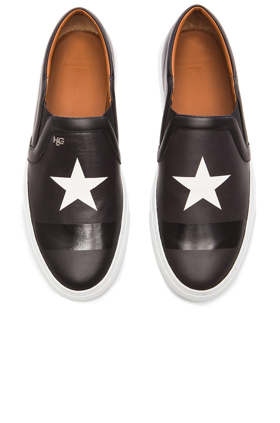Image 1 of Givenchy Skate Star and Stripe Slip-On Leather Sneakers in Black