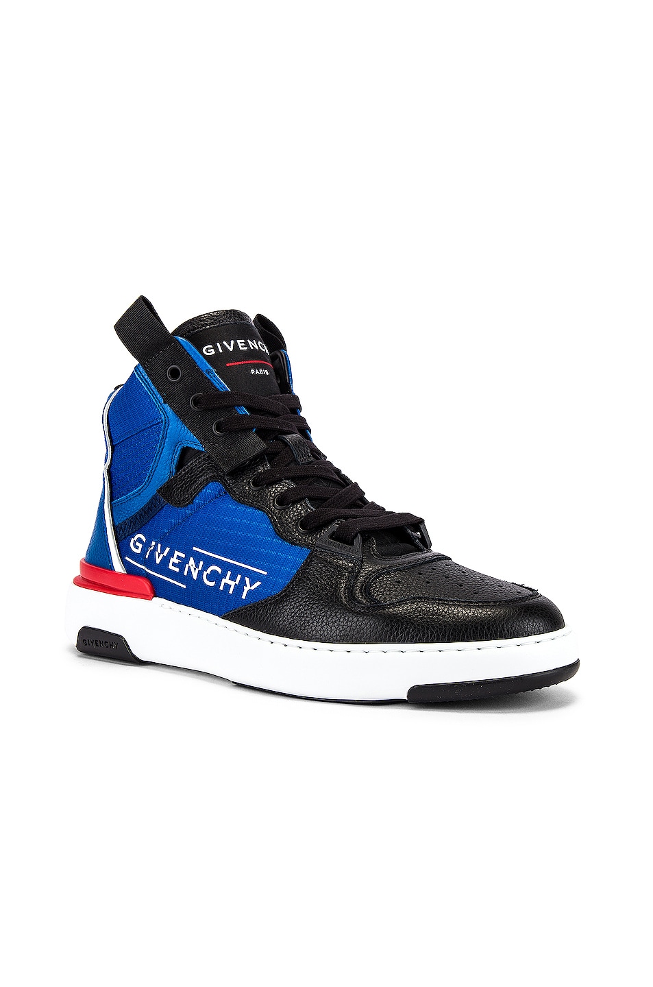 Image 1 of Givenchy Wing Logo Hi Top Sneaker in Blue & Black