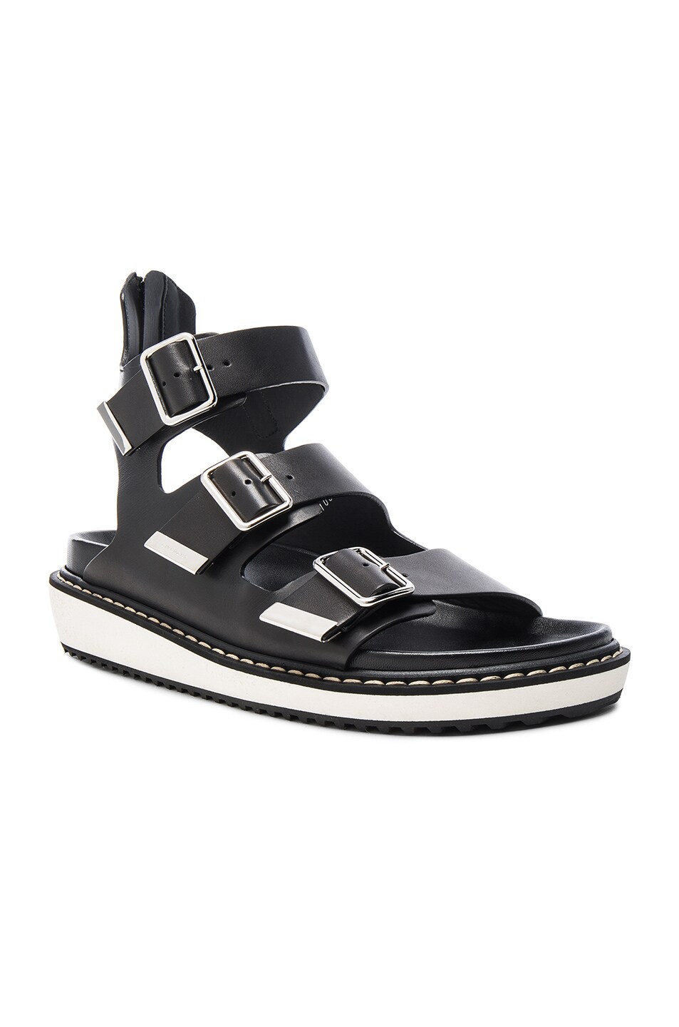 Image 1 of Givenchy Leather Rance Buckle Sandals in Black