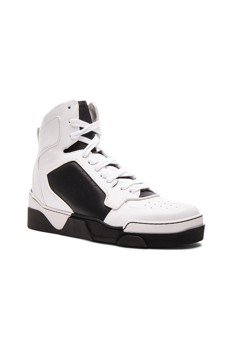 Image 1 of Givenchy Leather High Top Tyson Sneakers in Black & White