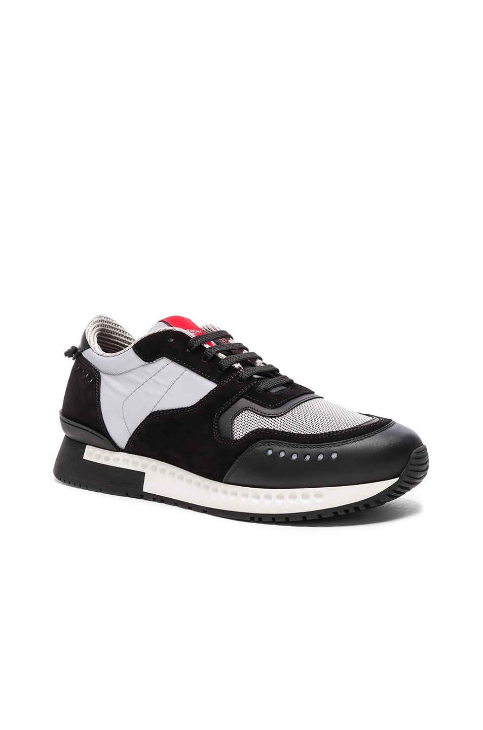 Image 1 of Givenchy Runner Active Nylon Sneakers in Black & Silver