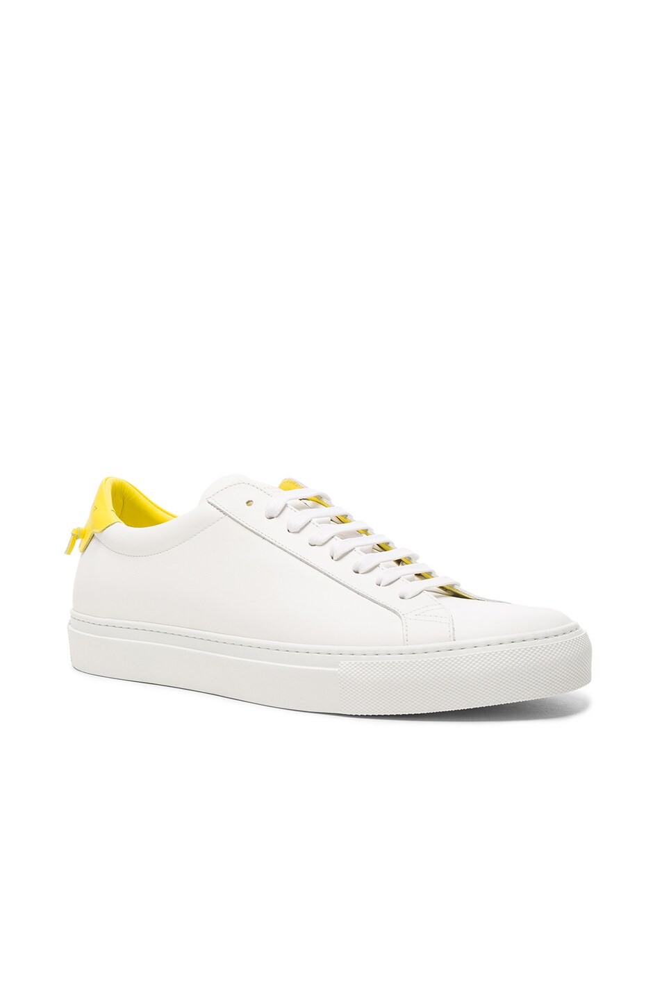 Image 1 of Givenchy Urban Street Low Top Leather Sneakers in White & Yellow