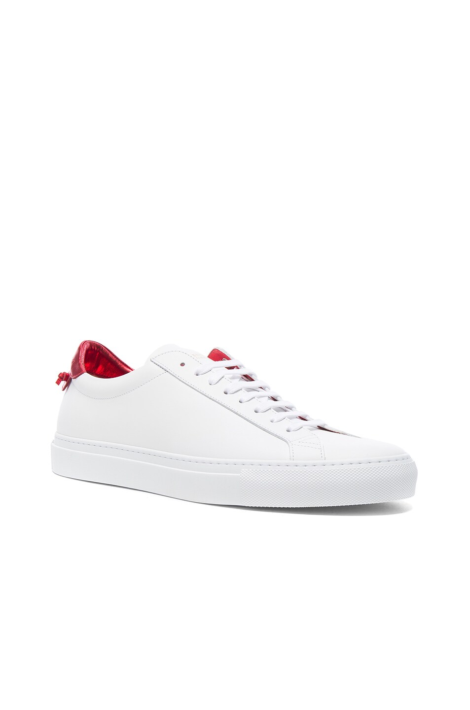 Image 1 of Givenchy Leather Urban Street Low Top Sneakers in White & Red