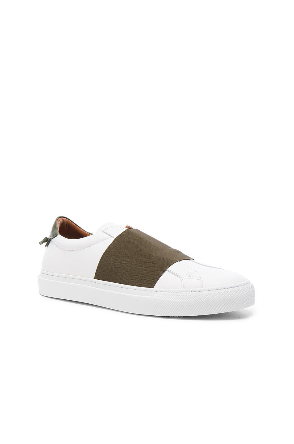 Image 1 of Givenchy Leather Skate Elastic Sneakers in White & Khaki