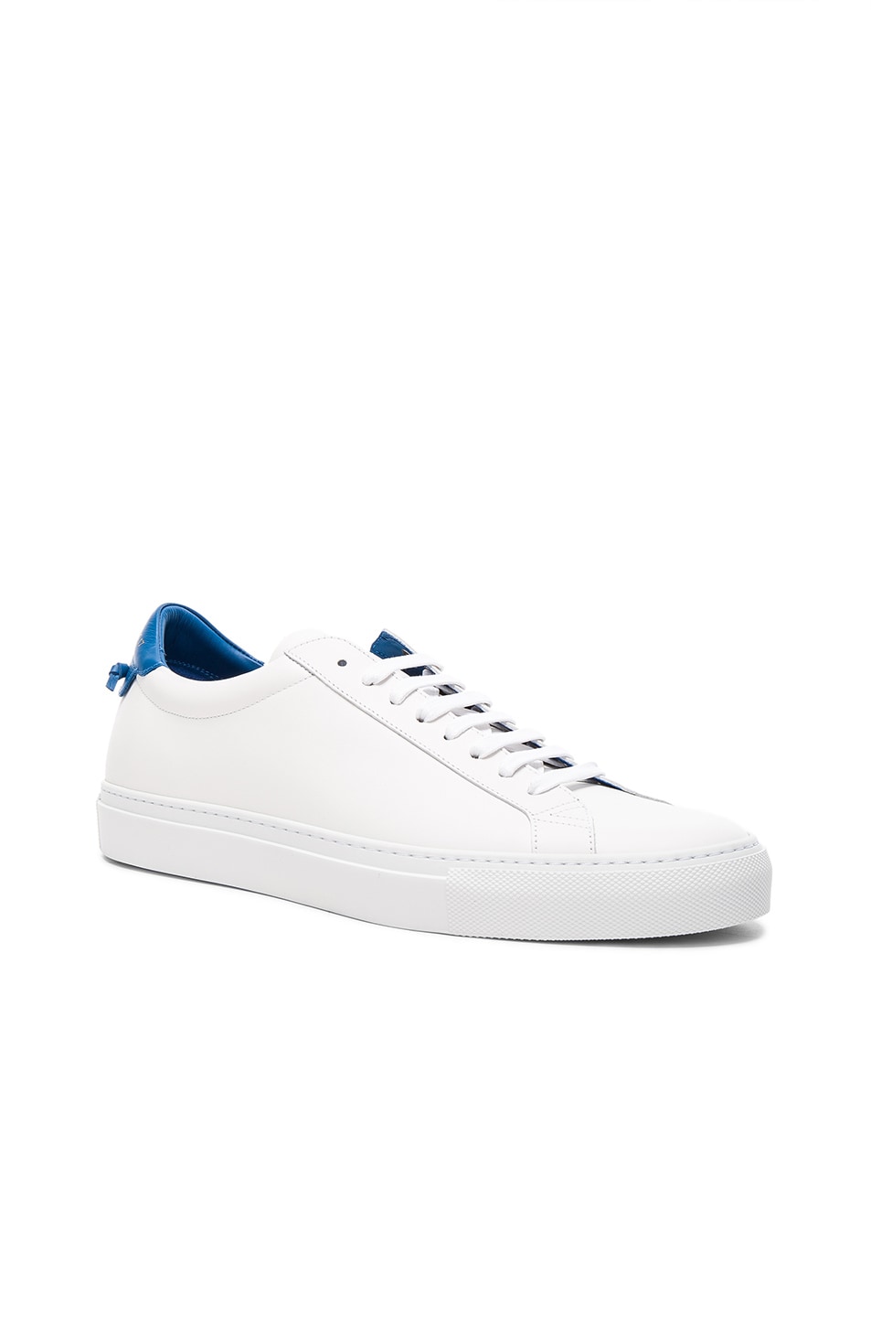 Image 1 of Givenchy Leather Urban Low Top Sneakers in White & Blue