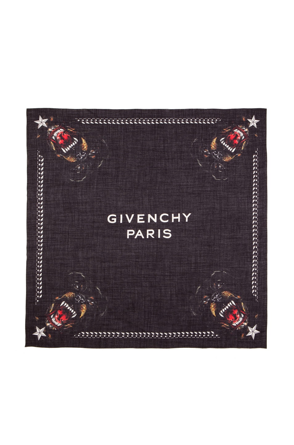 Image 1 of Givenchy Rottweiler Silk & Wool Scarf in Black