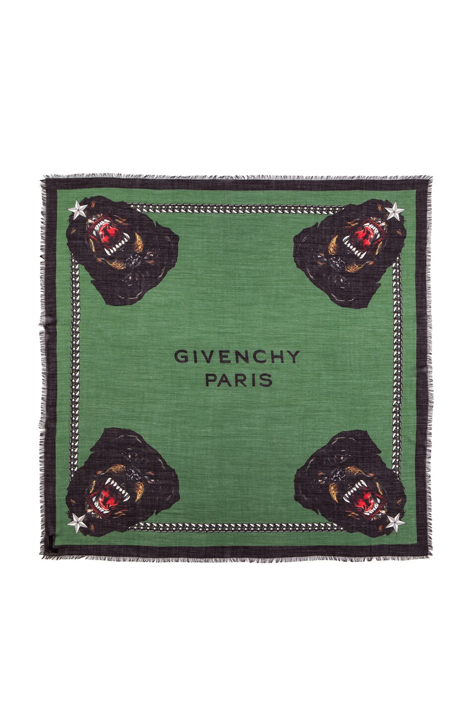 Image 1 of Givenchy Rottweiler Silk & Wool Scarf in Green