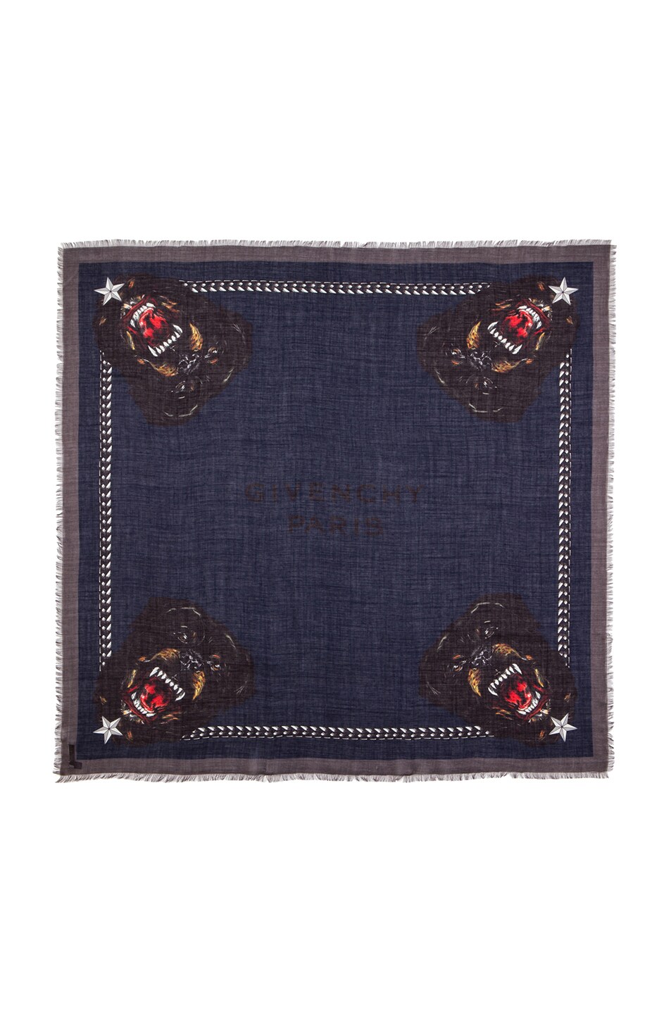Image 1 of Givenchy Rottweiler Silk & Wool Scarf in Navy