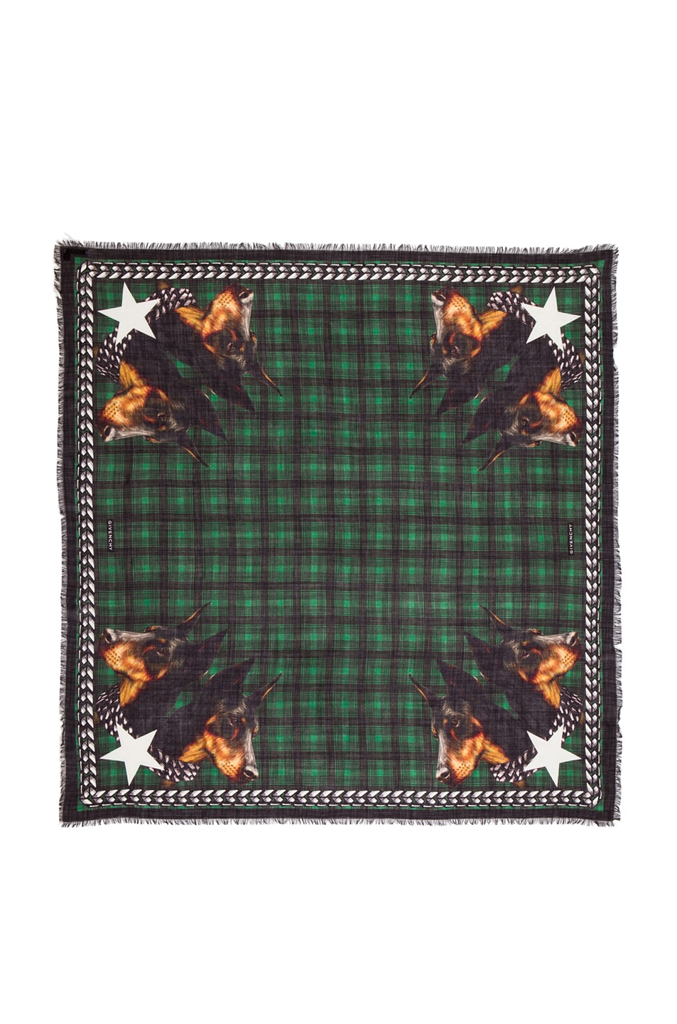Image 1 of Givenchy Doberman Wool Scarf in Emerald Green