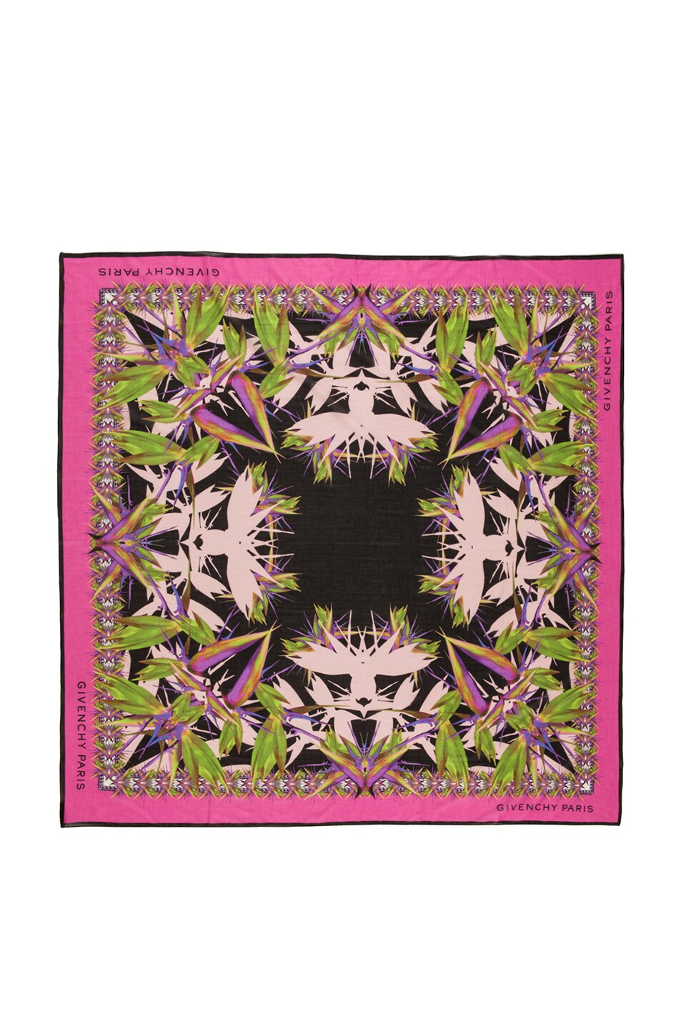 Image 1 of Givenchy Shaded Paradise Flowers Scarf in Black