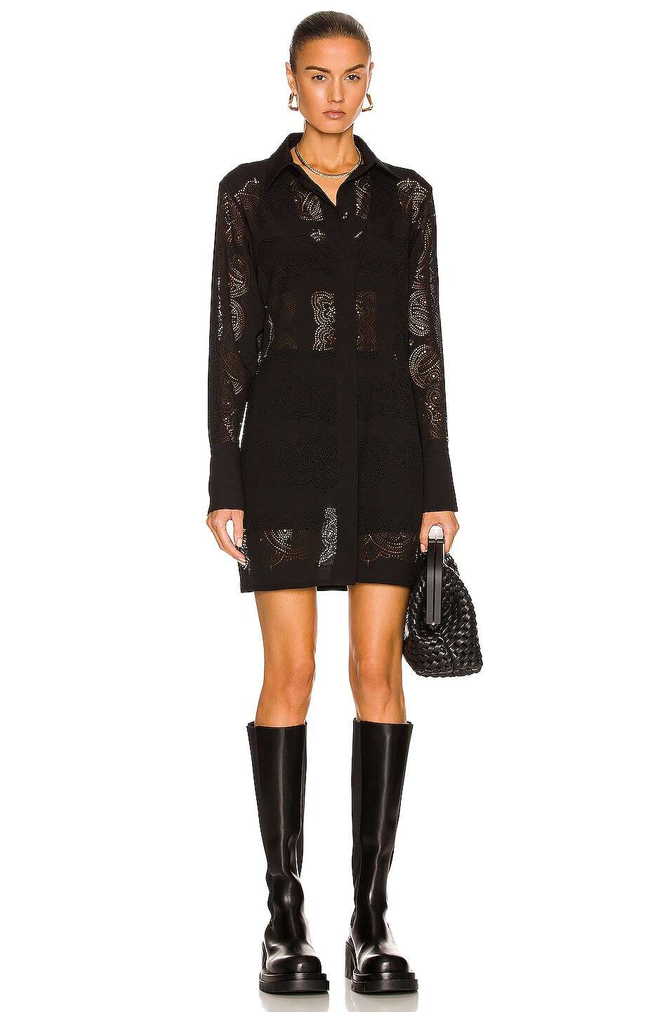 Image 1 of Givenchy Short Cinched Shirt Dress in Black