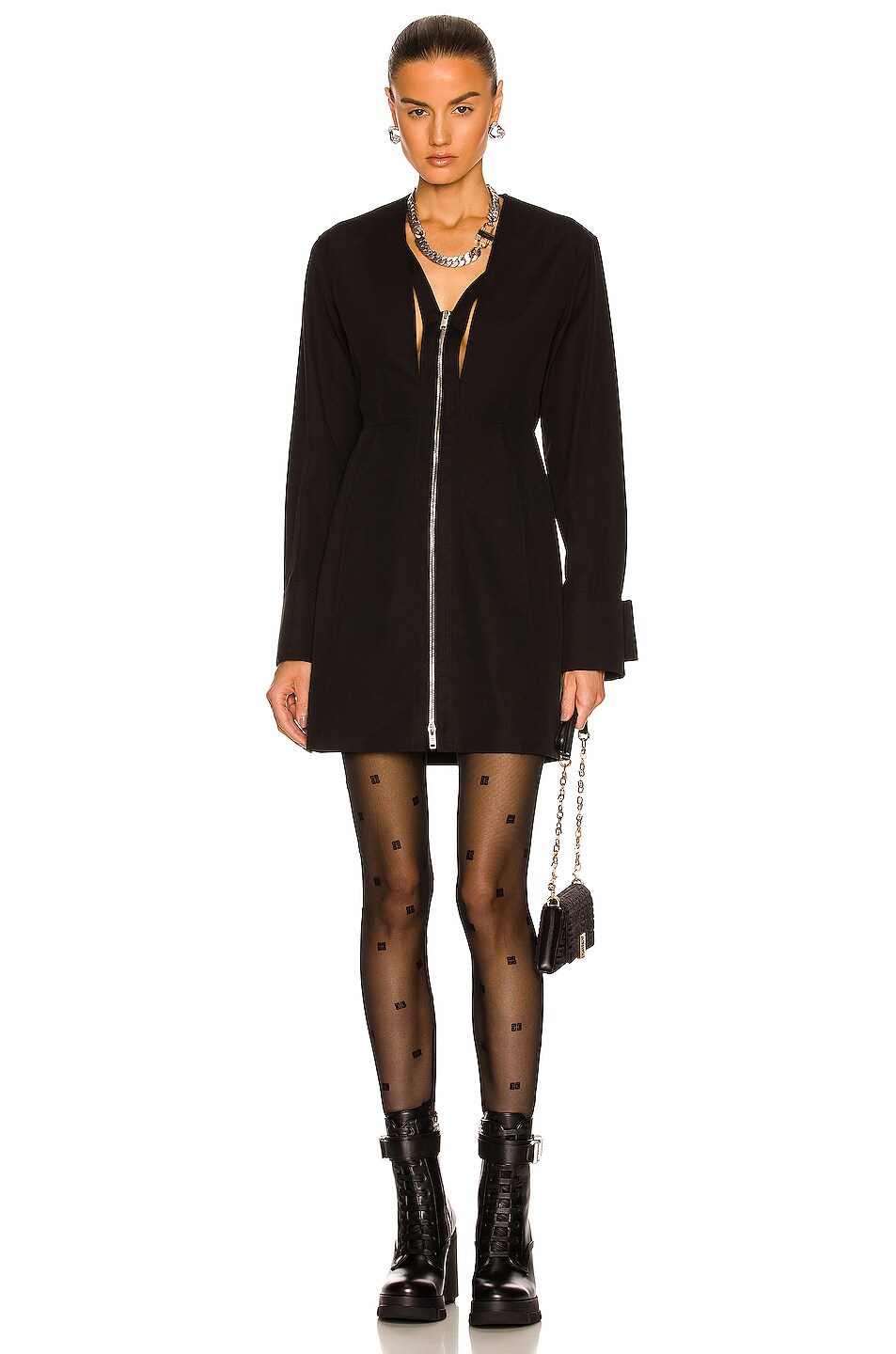 Image 1 of Givenchy Long Sleeve Mini Dress in Black