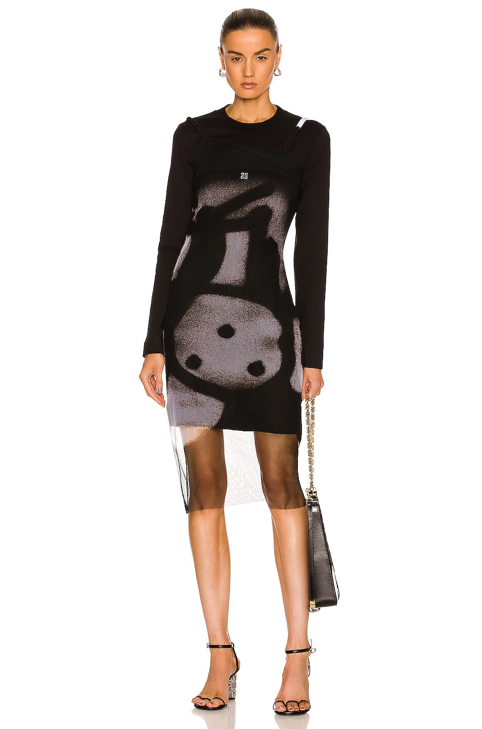 Image 1 of Givenchy Oversized Open Side T-Shirt Dress in Black